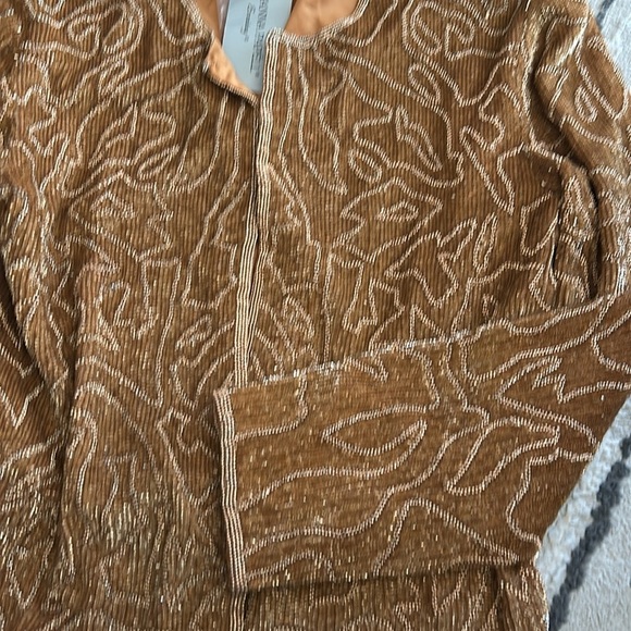 NWT Vintage Adrianna Papell Gold Beaded SILK Evening Jacket LG holiday party - Picture 10 of 11